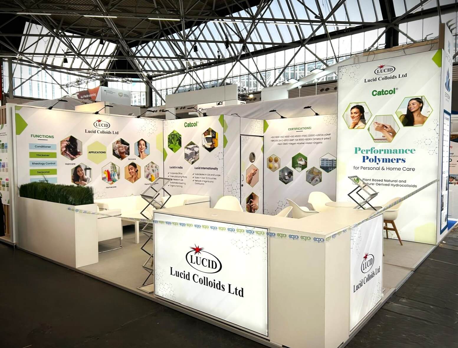 Exhibition stand design & build for Lucid Collolids Ltd., Cosmetics Global 2025, Amsterdam